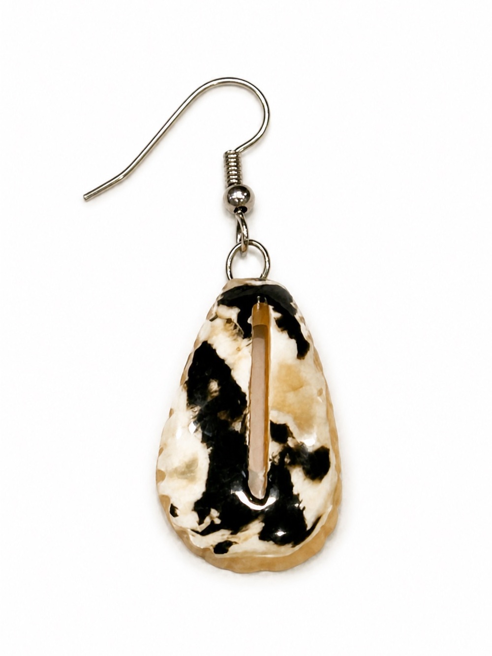 Black and Cream Handmade Cowrie Shell Drop Earring - Single - Minimalist/Boho